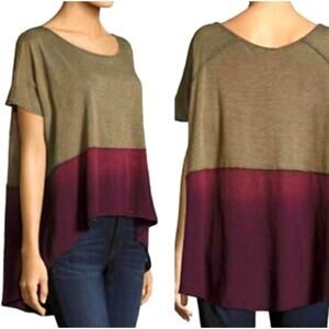 Free People Midnight Colorblock Ombre Hi-Low Tee XS